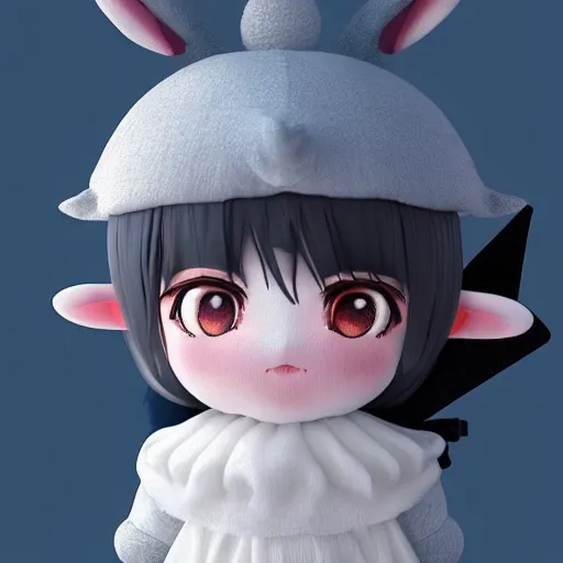 Prompt: cute fumo plush of a sheep girl with horns, anime girl, witch, artstation, vray