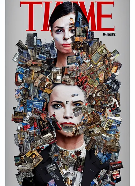 Image similar to TIME magazine cover, the coming AI singularity, by Sandra Chevrier, 4k