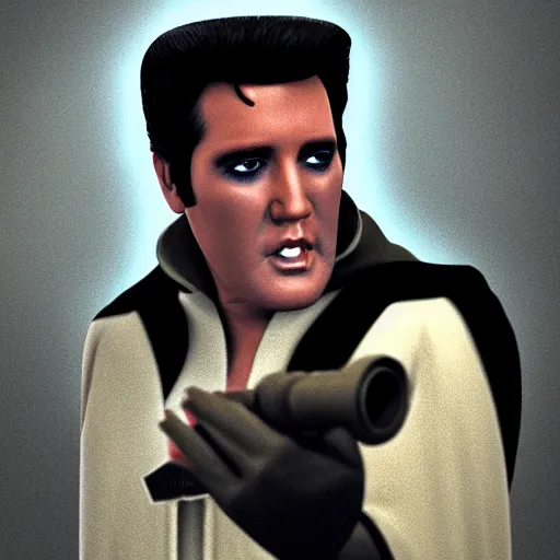 Prompt: Elvis as Emperor Palpatine, Star Wars, cinematic, photorealistic,