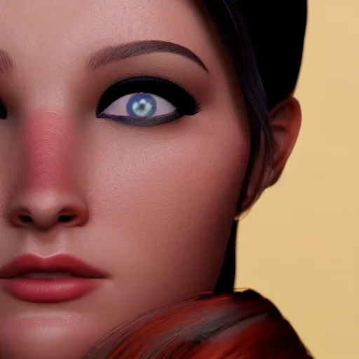 Image similar to young woman face with 8 inch long nose octane render