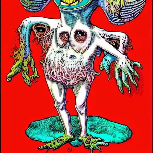 Prompt: tweety bird body horror portrait technicolor r. crumb