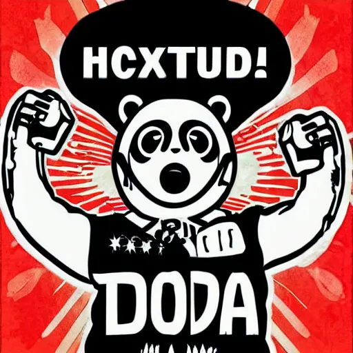 Image similar to dj toxicpanda, soviet propaganda style, 9 0 ’ s rave poster