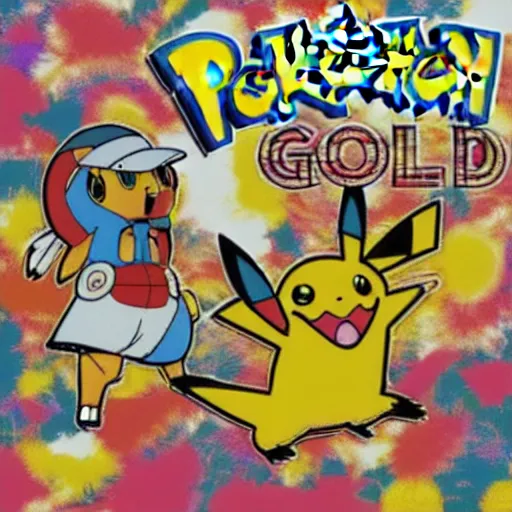 Image similar to pokemon gold version cover art in the style of andy warhol