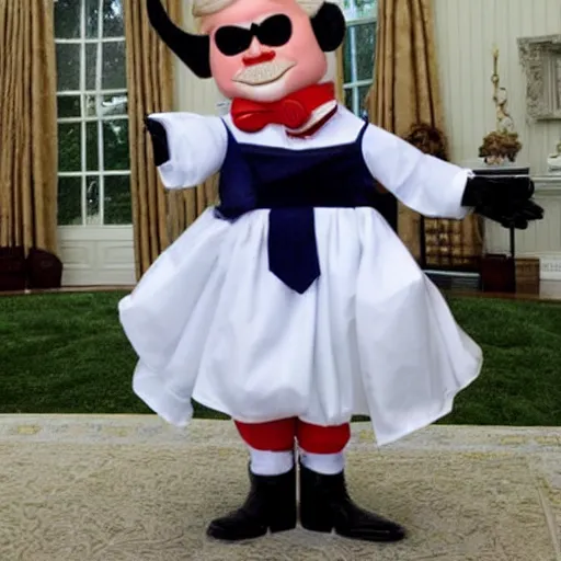 Image similar to donald trump in a maid outfit
