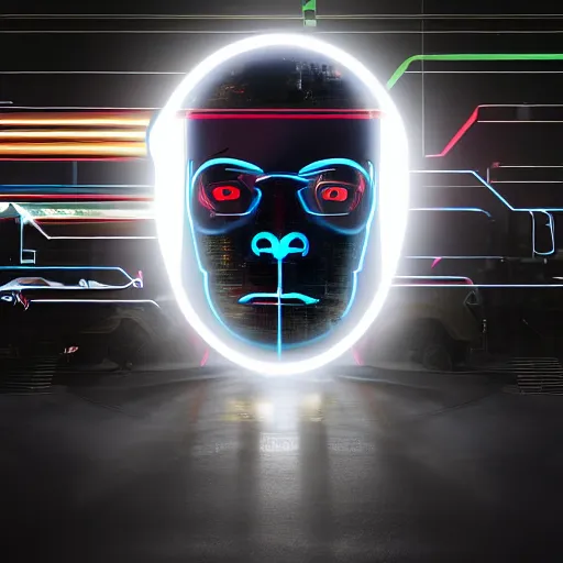 Prompt: cyberpunk elon musk augmented part cyborg telescopic eye neon streets