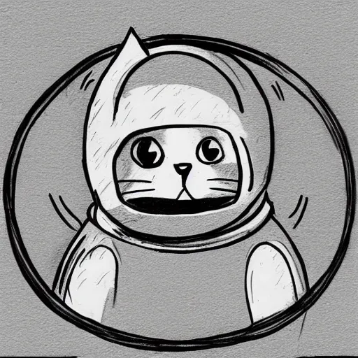 Prompt: cute simple drawing of a cat on the moon with a space helmet