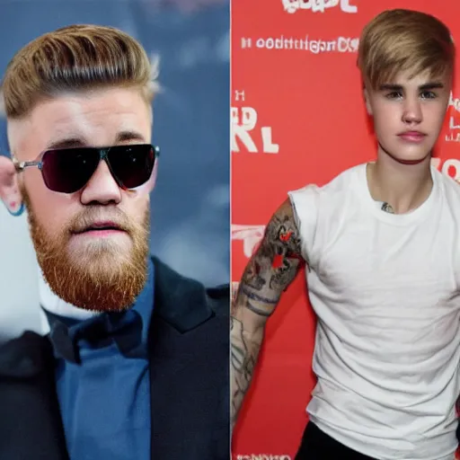 Image similar to justin bieber vs conor mcgregor