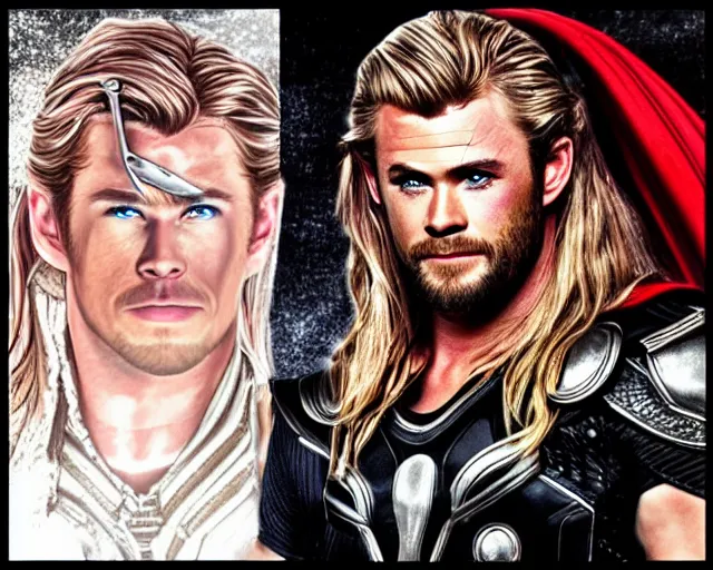 Image similar to chris hemsworth as a thor drag queen, digital art, amazing detail