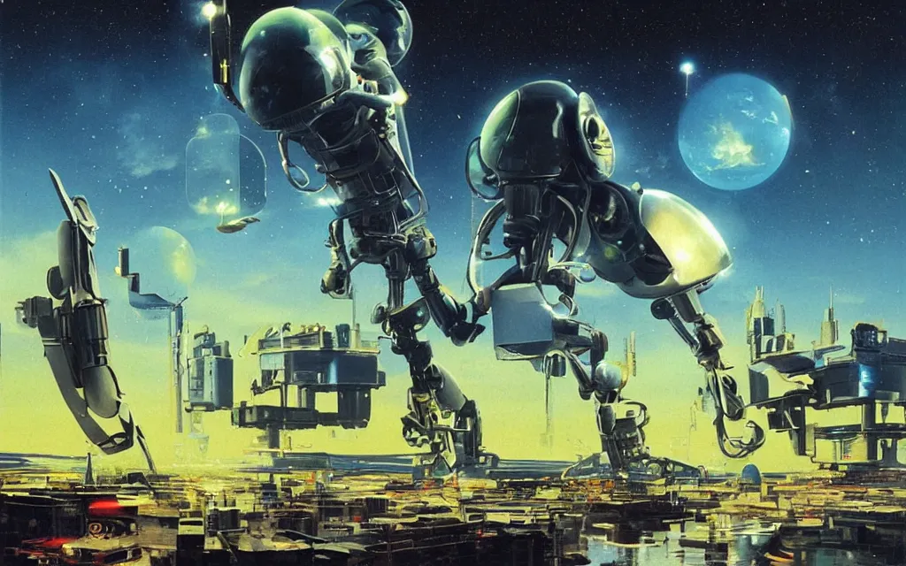 Image similar to a techno - spiritual utopian alien, perfect future, award winning digital art by chris foss