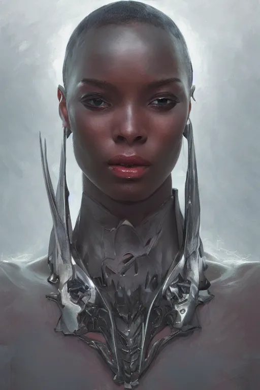 Image similar to Portrait of a south african Supermodel, marvel comics, dark, intricate, highly detailed, smooth, artstation, digital illustration by Ruan Jia and Mandy Jurgens and Artgerm and Wayne Barlowe and Greg Rutkowski and Zdislav Beksinski