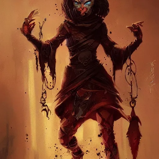 Image similar to A rat priestess with bloody eyes by greg rutkowski in the style of magic the gathering