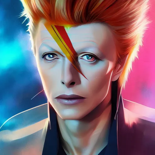Prompt: An anime portrait of David Bowie, by Stanley Artgerm Lau, WLOP, Rossdraws, James Jean, Andrei Riabovitchev, Marc Simonetti, and Sakimichan, tranding on artstation