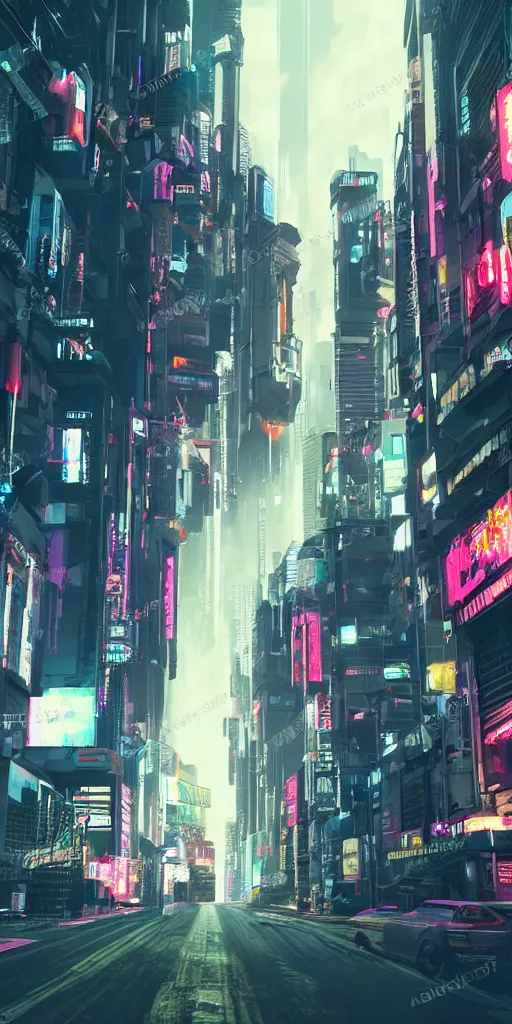 Image similar to cyberpunk street with drones patrolling