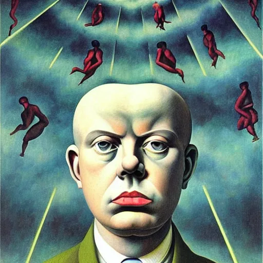 Image similar to figurative avant garde post - morden monumental dynamic portrait by magritte and hogarth, inspired by william blake and gaugin, illusion surreal art, highly conceptual figurative art, intricate detailed illustration, controversial poster art, polish poster art, geometrical drawings, no blur