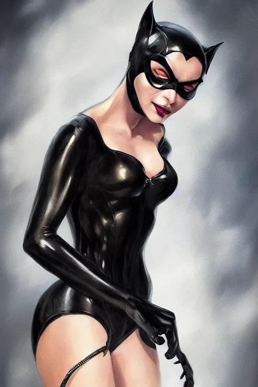 Prompt: beautiful aesthetic three-quarter portrait of Catwoman by wlop and Julia Razumova, headshot, deviantArt, trending on artstation, artstation HQ