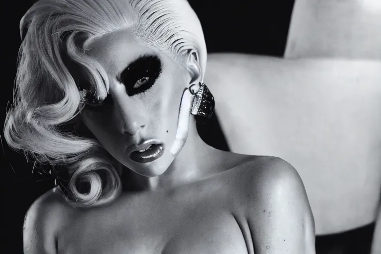 Image similar to lady gaga by steven klein, fashion film, highly realistic. high resolution. highly detailed. dramatic. 8 k. 4 k.