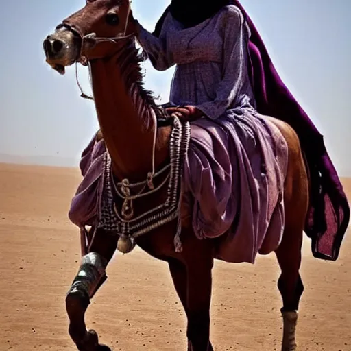 Image similar to beautiful burqa's woman, ride horse in saharan, dress like taliban, sharf eyes, white skin, riffle on chest, dust, cinematic, dynamic pose, pinterest