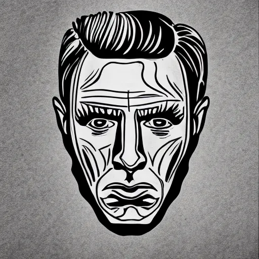 Image similar to tattoo design, stencil, portrait of saul goodman, symmetrical face