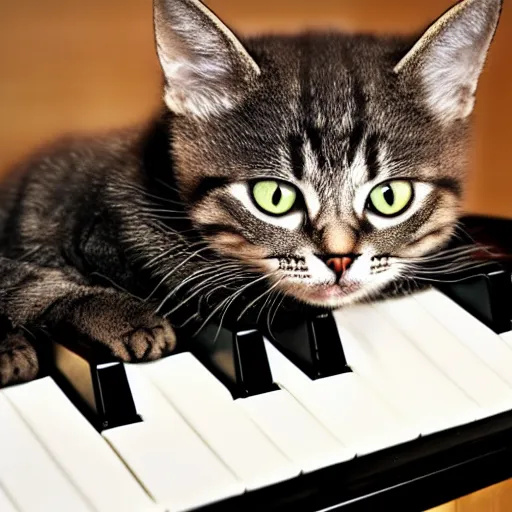 Image similar to cute cat playing piano