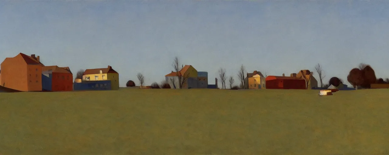 Prompt: an edward hopper style painting of ( ( ( ( ( ( ( ( balatonfured, a resort town in veszprem county, in hungary ) ) ) ) ) ) ) ), early - spring, march of 1 9 4 8