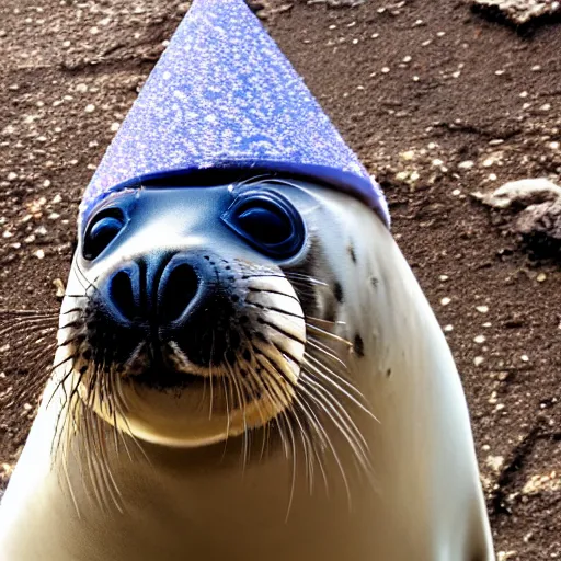 Prompt: seal wearing birthday hat