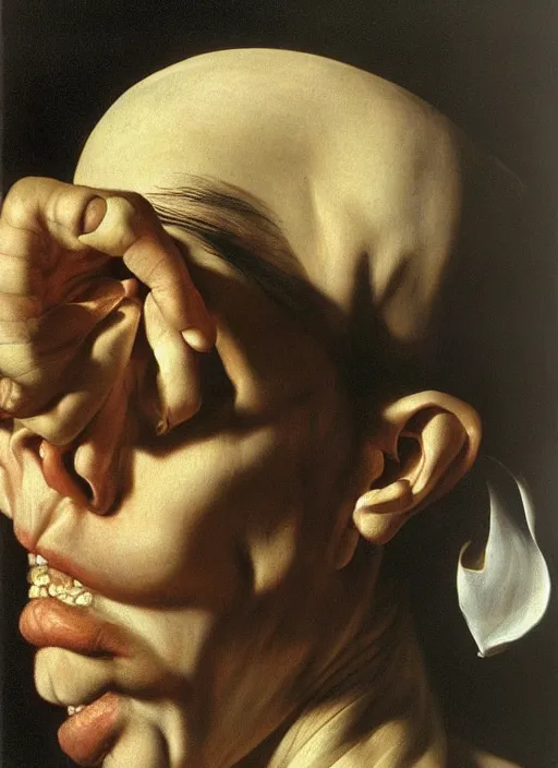 Image similar to artificial consciousness, detailed, hyperrealism, by Caravaggio,