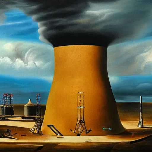 Image similar to A very detailed oil painting of a nuclear reactor by Slavador Dali