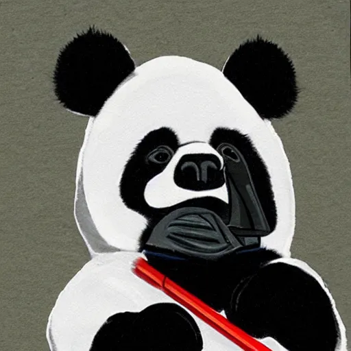 Image similar to panda with a darth vader face