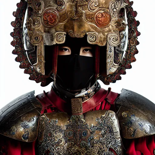 Prompt: a portrait of a beautiful young chinese male wearing an alexander mcqueen armor , photographed by andrew thomas huang, artistic