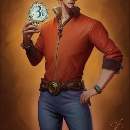 Prompt: fred from scooby - doo ( 1 9 6 9 ), d & d, fantasy, intricate, elegant, highly detailed, digital painting, artstation, concept art, matte, sharp focus, illustration, hearthstone, art by artgerm and greg rutkowski and alphonse mucha