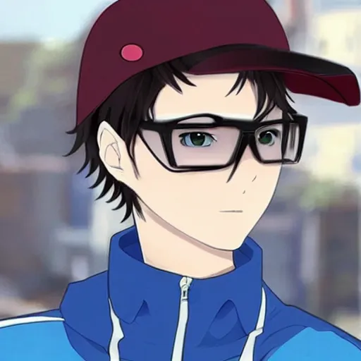 Image similar to Eyewear visor on an anime boy,