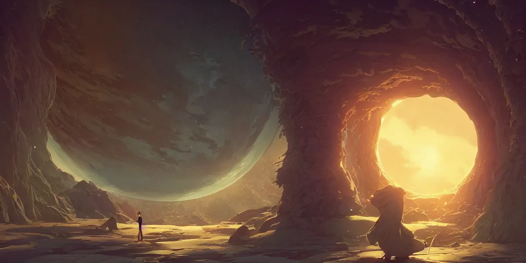 Image similar to inside the sun looking at the planet earth, unreal engine, fantasy art by greg, loish, rhads, ferdinand knab, tom bagshaw, makoto shinkai and lois van baarle, rossdraws, ilya kuvshinov, night lighting, trending on studio ghibli, highly detailed, 8 k, octane render