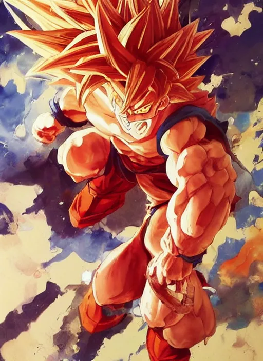 Prompt: semi reallistic gouache gesture painting, by yoshitaka amano, by ruan jia, by Conrad roset, by dofus online artists, detailed anime 3d render of gesture painting of Crono as a super Saiyan, young Crono blond, Crono, Dragon Quest, Crono, goku, portrait, cgsociety, artstation, rococo mechanical, Digital reality, sf5 ink style, dieselpunk atmosphere, gesture drawn