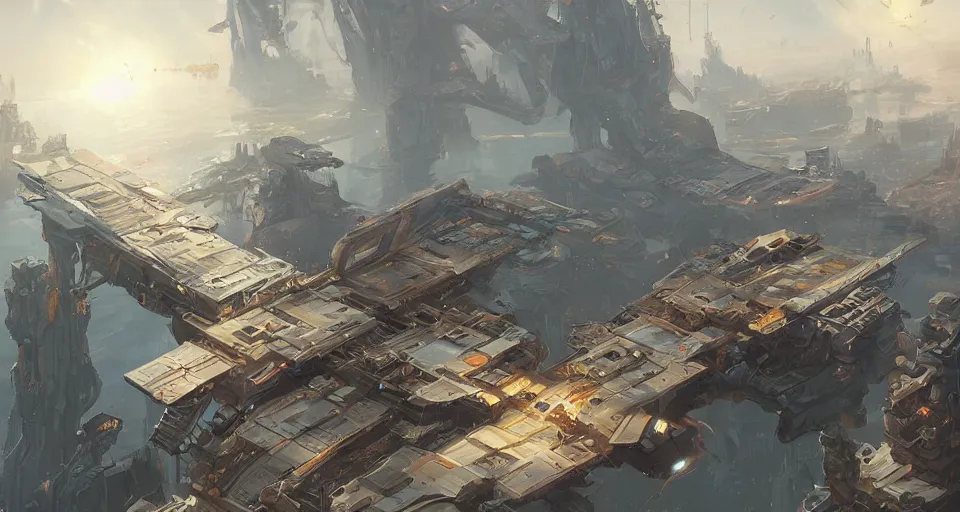 Image similar to A beautiful digital painting of a science fiction landing platform, by Stanley Artgerm Lau, Rossdraws, James Jean, gerald brom, Andrei Riabovitchev, Marc Simonetti, and Sakimichan, trending on artstation