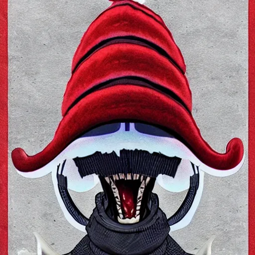 Image similar to xenomorph, wearing a silly hat, tinder profile