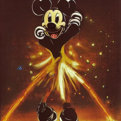 Prompt: Mickey mouse as a dark souls boss by Salvador Dali