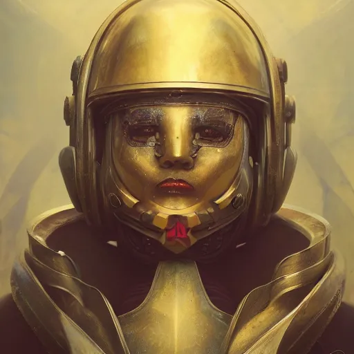 Image similar to tom bagshaw, rainbow lighting world curiosities carnival stars, photorealistic medium shot octane render of a single very beautiful thicc female helmet face full long cyberpunk metallic armored ornate, accurate features, focus, very intricate ultrafine details, award winning masterpiece