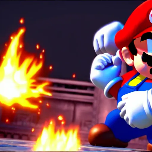 Image similar to super mario as a mortal kombat 1 1 fighter. fatality, brutality, finish him, unreal engine 5