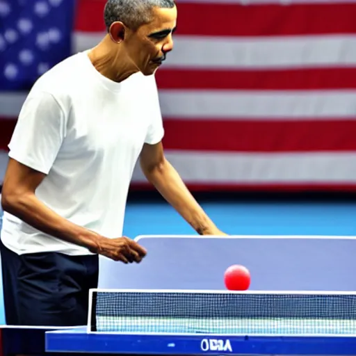 Prompt: obama playing table tennis