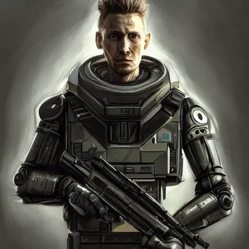 Image similar to portrait of a man by greg rutkowski, jenzen ackles as a weyland - yutani mercenary, from aliens franchise, he is about 3 0 years old, military composure, wearing white and black colored tactical gear, highly detailed portrait, digital painting, artstation, concept art, smooth, sharp foccus ilustration, artstation hq