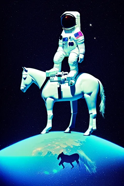 Prompt: a horse in shape of astronaut sit on astronaut, studio light, surrealism, digital art by beeple, hasselblad photo, 8 k resolution