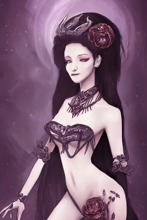 Image similar to a very beautiful necromancer girl, intricate, elegant, by sakimichan