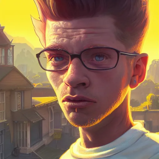 Image similar to highly detailed portrait bart simpson, in gta v, stephen bliss, unreal engine, fantasy art by greg rutkowski, loish, rhads, ferdinand knab, makoto shinkai and lois van baarle, ilya kuvshinov, rossdraws, tom bagshaw, global illumination, radiant light, detailed and intricate environment