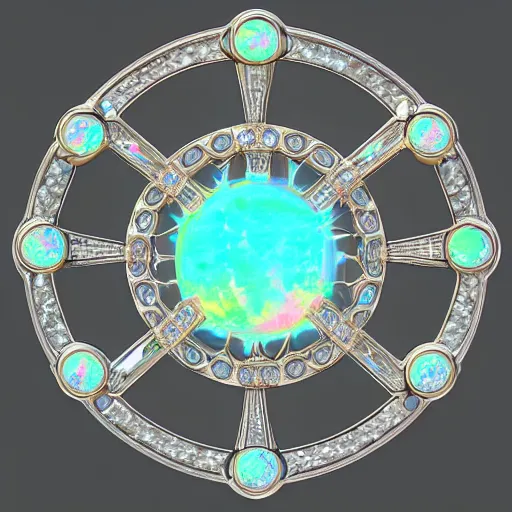 Image similar to opal crystal, orb, jewelry complex sacred geometry, artstation, 8k, magical, elegant, fantasy, highly detailed, art deco, relic, elegant, art noveau