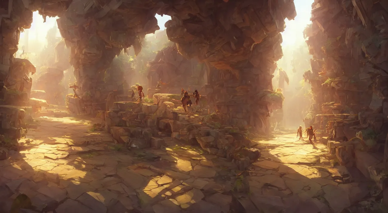 Image similar to open door wood wall fortress greeble block amazon jungle heartstone global illumination ray tracing hdr official fanart behance hd artstation by jesper ejsing, by rhads, makoto shinkai and lois van baarle, ilya kuvshinov, rossdraws