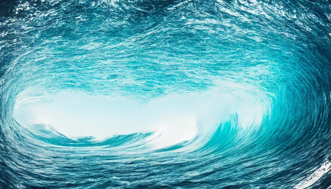 Prompt: inside ocean wave