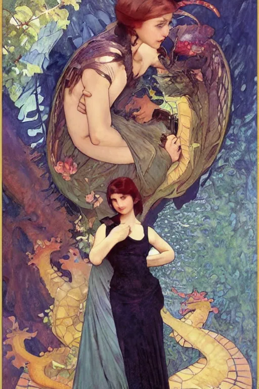 Image similar to 🐉::3, by Margaret Keane, greg rutkowski, thomas kindkade, alphonse mucha, loish, norman Rockwell,