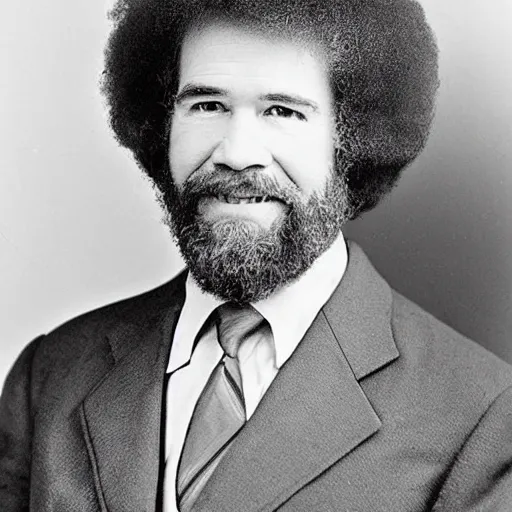 Prompt: photo of Bob Ross, age 45