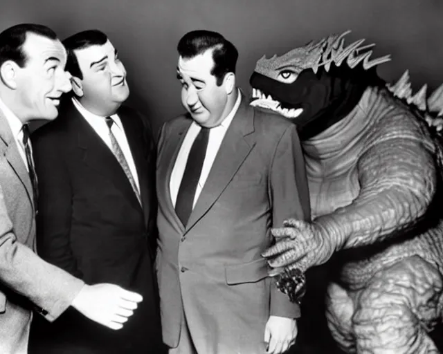 Image similar to Abbott and Costello meet Godzilla