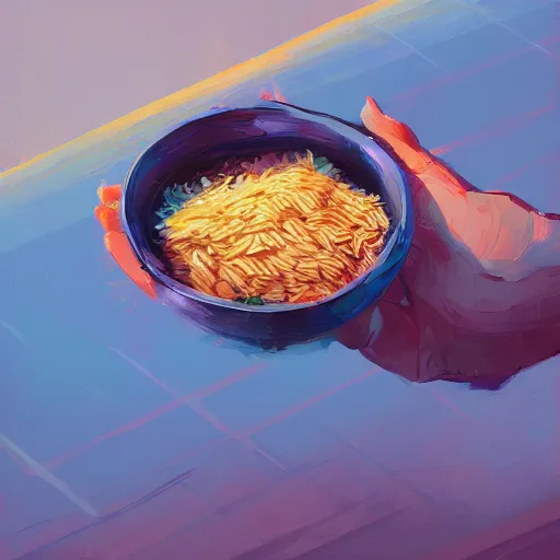 Image similar to a bowl of rice, by anato finnstark, by alena aenami, by john harris, by ross tran, by wlop, by andreas rocha